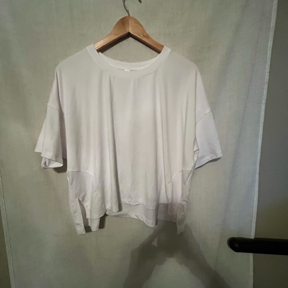 90 Degrees Women's White Short-Sleeve Boxy Top Size XL